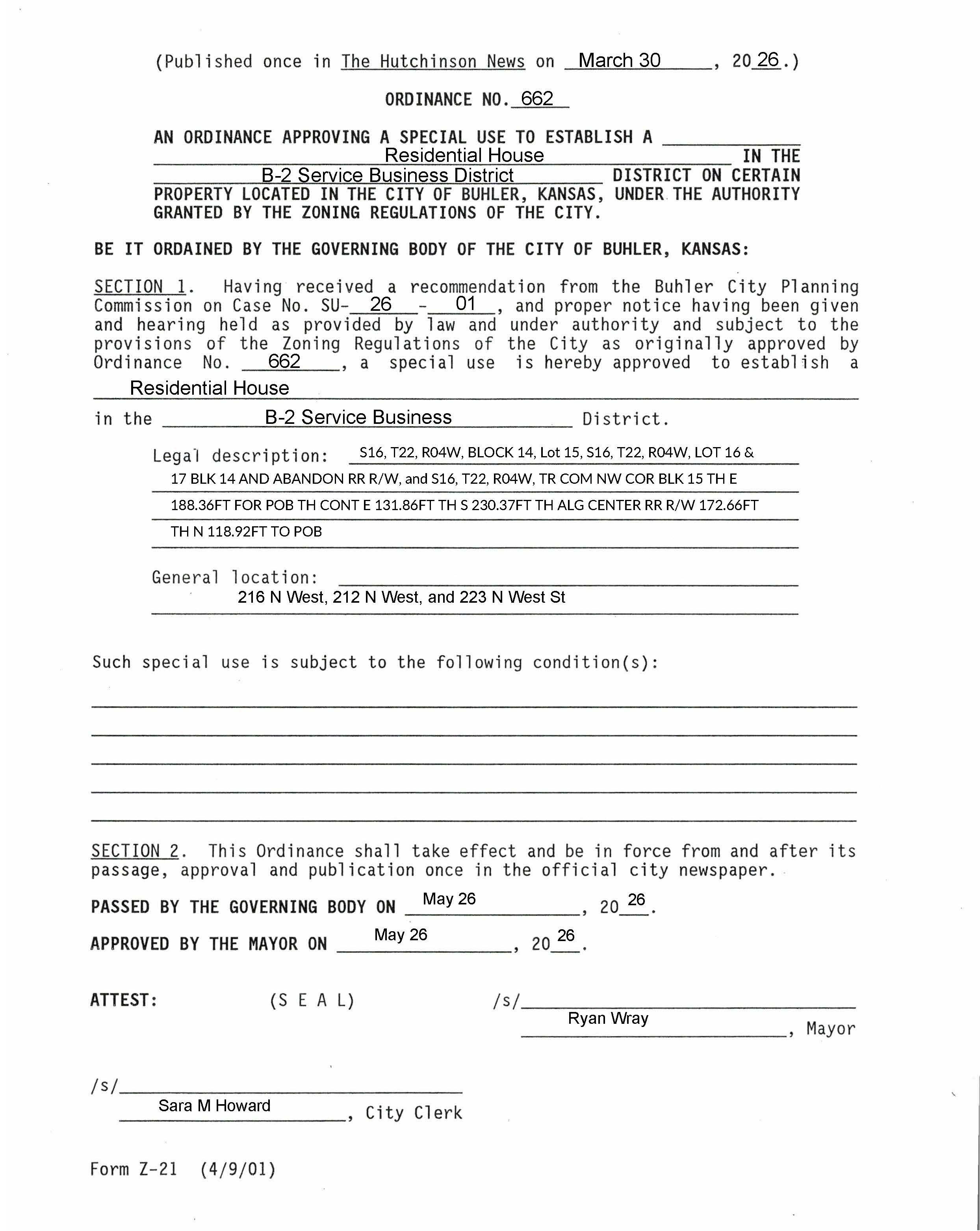 Ordinance 662